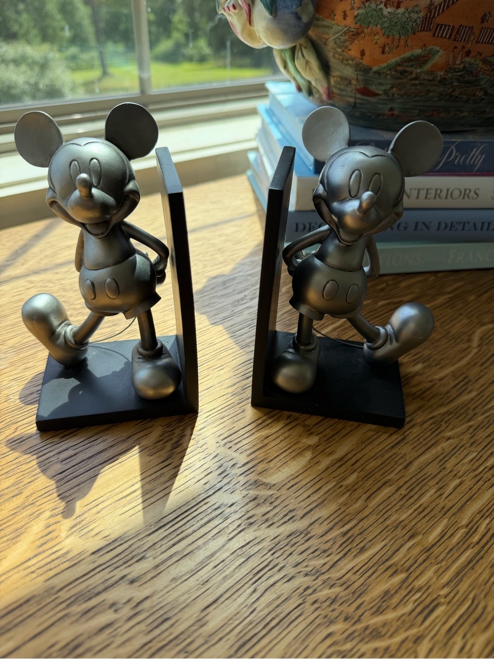 Disney Mickey Mouse Pewter-Finish Resin Bookends- Pair